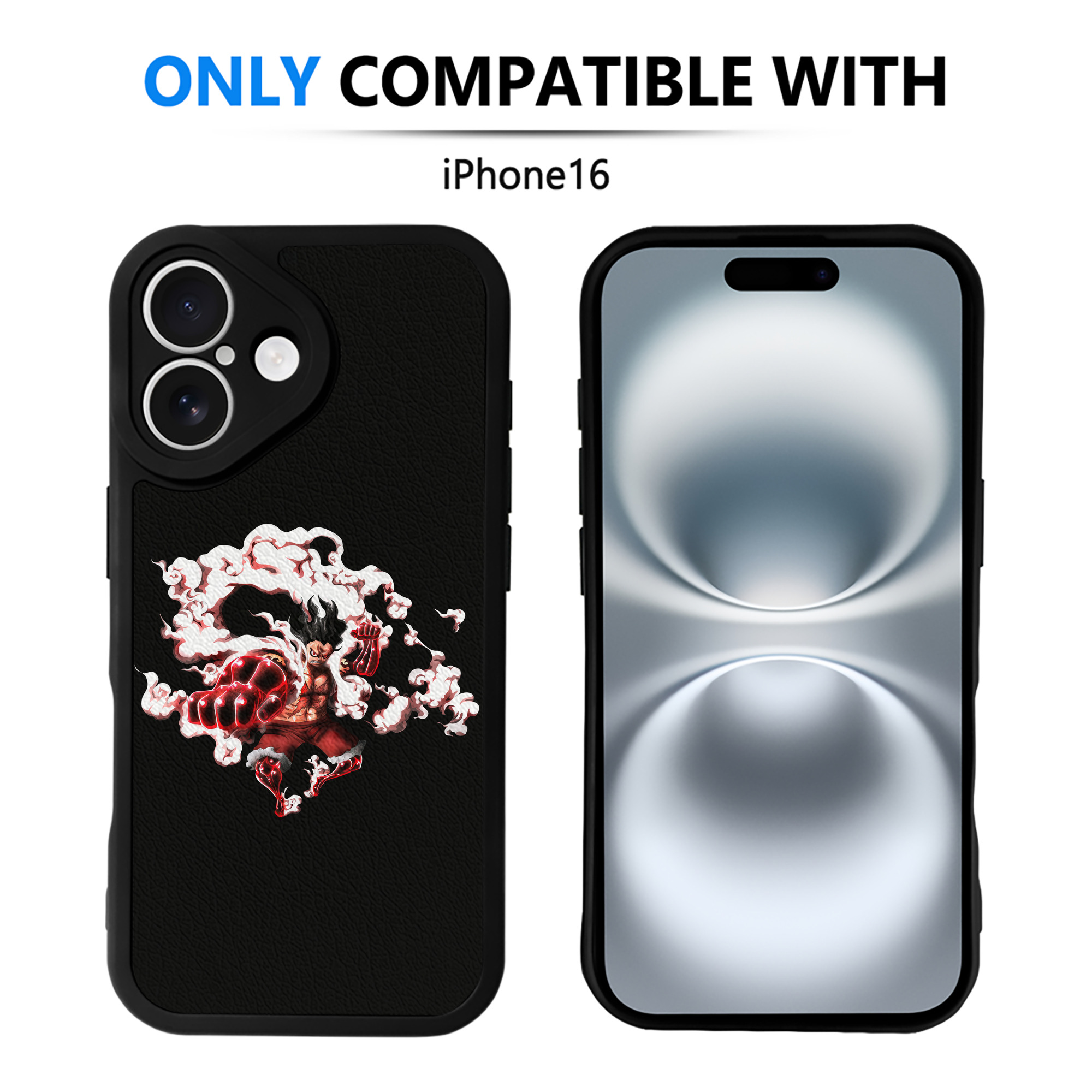 （画像用） ワンピース モンキー・D・ルフィ ONE PIECE Monkey D. Luffy 【iPhone 16シリーズ対応】シリコンスマホケース（レザー調） 材質：シリコン